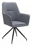 Set Of Two Black Gray Fabric Wingback Dining Chairs