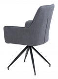 Set Of Two Black Gray Fabric Wingback Dining Chairs