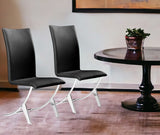 Set of Two Contempo Slim Black Faux Leather and Stainless Dining Chairs