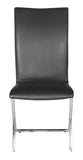 Set of Two Contempo Slim Black Faux Leather and Stainless Dining Chairs