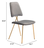 Set of Two Gray and Gold Modern X Dining Chairs