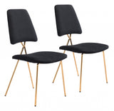 Set of Two Black and Gold Modern X Dining Chairs