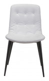 Set Of Two Walnut Rubberwood White Faux Leather King Louis Back Dining Chairs