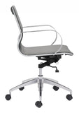 Gray Faux Leather Seat Swivel Adjustable Conference Chair Metal Back Steel Frame