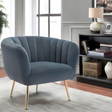 30" Gray And Gold Velvet Tufted Club Chair