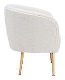 29" Beige Sherpa And Gold Arm Chair