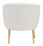 29" Beige Sherpa And Gold Arm Chair