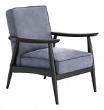 32" Gray Velvet And Black Arm Chair