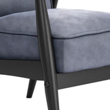 32" Gray Velvet And Black Arm Chair