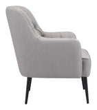 29" Grey Faux Leather And Black Tufted Arm Chair