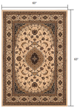 7’ x 9’ Cream Floral Medallion Area Rug