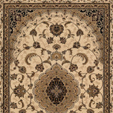 7’ x 9’ Cream Floral Medallion Area Rug