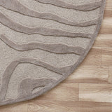 5’ Round Taupe Zebra Pattern Area Rug