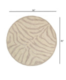 5’ Round Taupe Zebra Pattern Area Rug