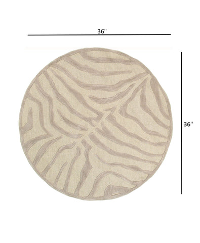 5’ Round Taupe Zebra Pattern Area Rug