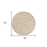 5’ Round Taupe Zebra Pattern Area Rug