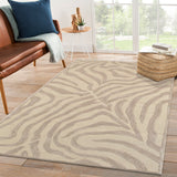 5’ Round Taupe Zebra Pattern Area Rug