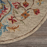 4’ Round Beige Floral Medallion Area Rug