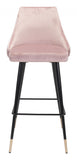 30" Pink And Black Velvet And Steel Bar Height Bar Chair