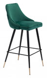 30" Green And Black Steel Low Back Bar Height Bar Chair