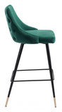 30" Green And Black Steel Low Back Bar Height Bar Chair