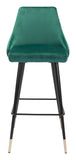 30" Green And Black Steel Low Back Bar Height Bar Chair