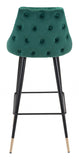 30" Green And Black Steel Low Back Bar Height Bar Chair