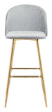 30" Gray And Gold Steel Low Back Bar Height Bar Chair