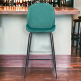 31" Green And Black Steel Low Back Bar Height Bar Chair