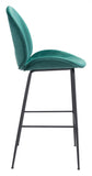 31" Green And Black Steel Low Back Bar Height Bar Chair