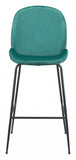 31" Green And Black Steel Low Back Bar Height Bar Chair