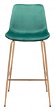 31" Green And Copper Steel Low Back Bar Height Bar Chair