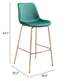 31" Green And Copper Steel Low Back Bar Height Bar Chair