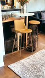 31" Yellow And Gold Velvet And Steel Low Back Bar Height Bar Chair