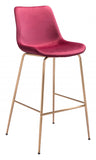 31" Red And Copper Steel Low Back Bar Height Bar Chair