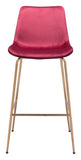 31" Red And Copper Steel Low Back Bar Height Bar Chair