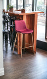 31" Red And Copper Steel Low Back Bar Height Bar Chair