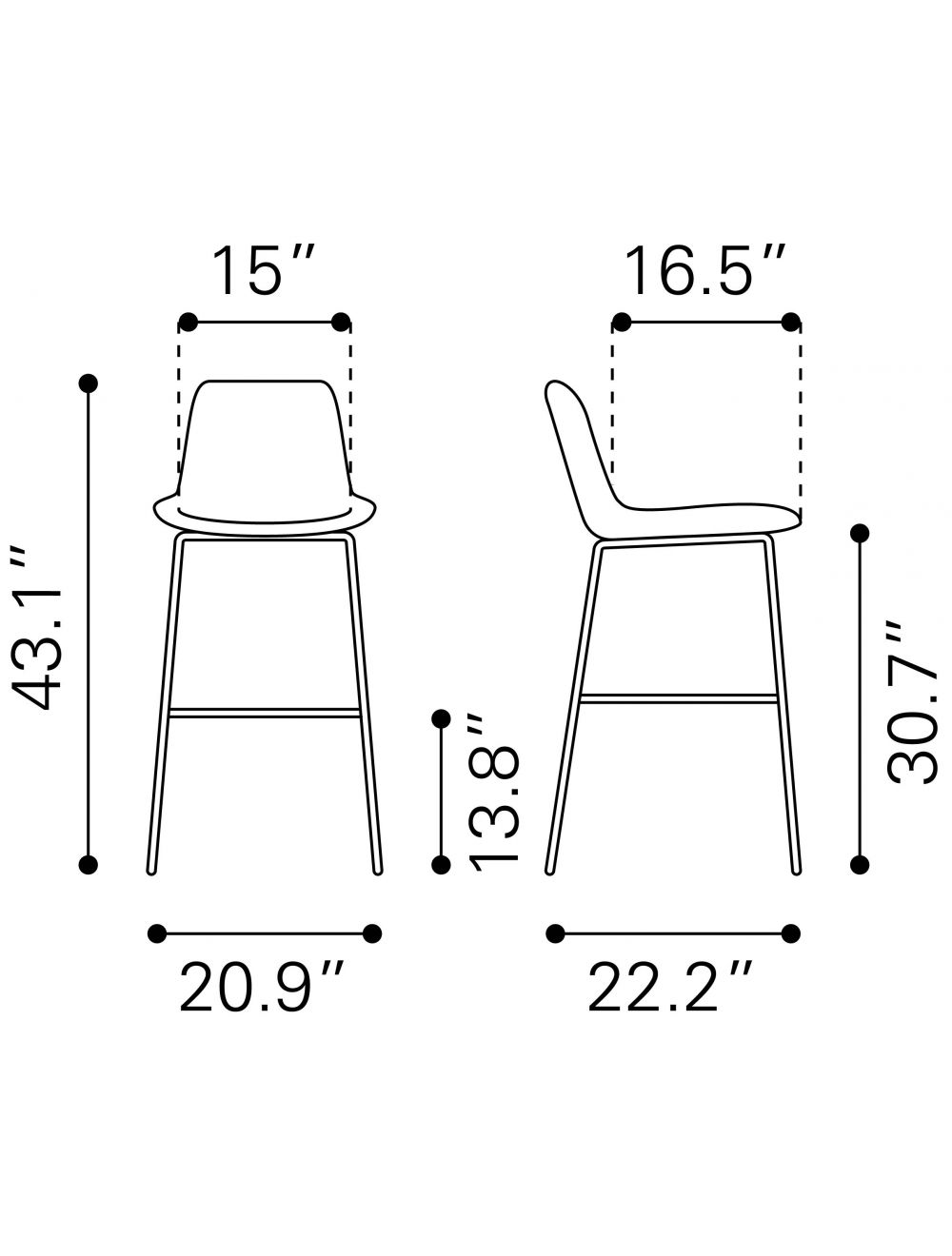 31" Gray And Black Steel Low Back Bar Height Bar Chair