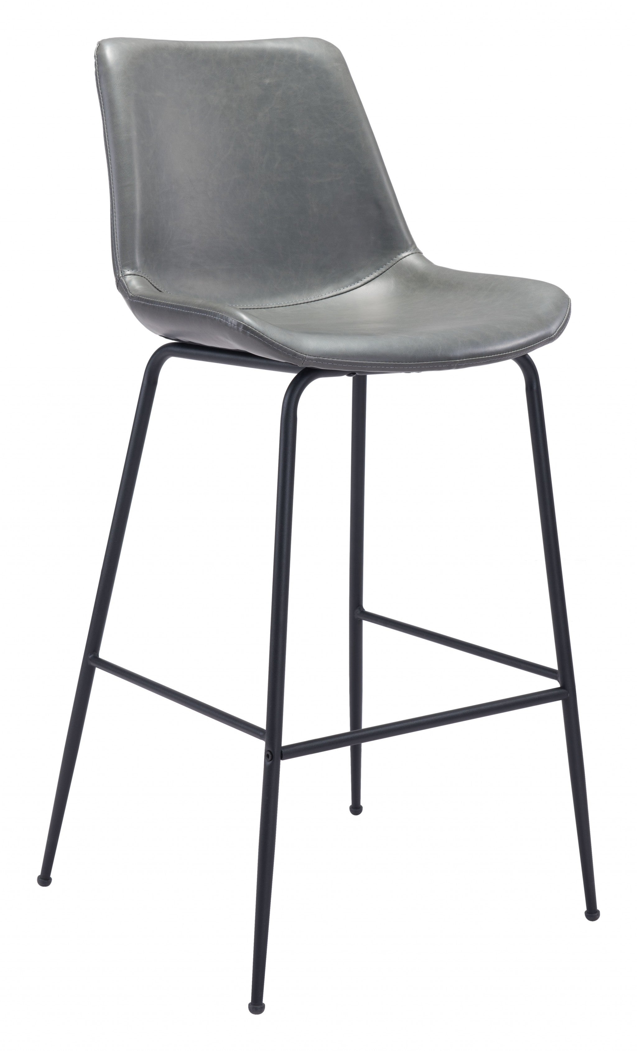 31" Gray And Black Steel Low Back Bar Height Bar Chair