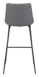 31" Gray And Black Steel Low Back Bar Height Bar Chair