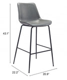 31" Gray And Black Steel Low Back Bar Height Bar Chair