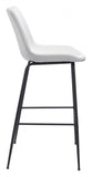 31" White And Black Steel Low Back Bar Height Bar Chair