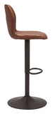 24" Brown And Black Steel Swivel Low Back Counter Height Bar Chair