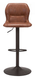 24" Brown And Black Steel Swivel Low Back Counter Height Bar Chair