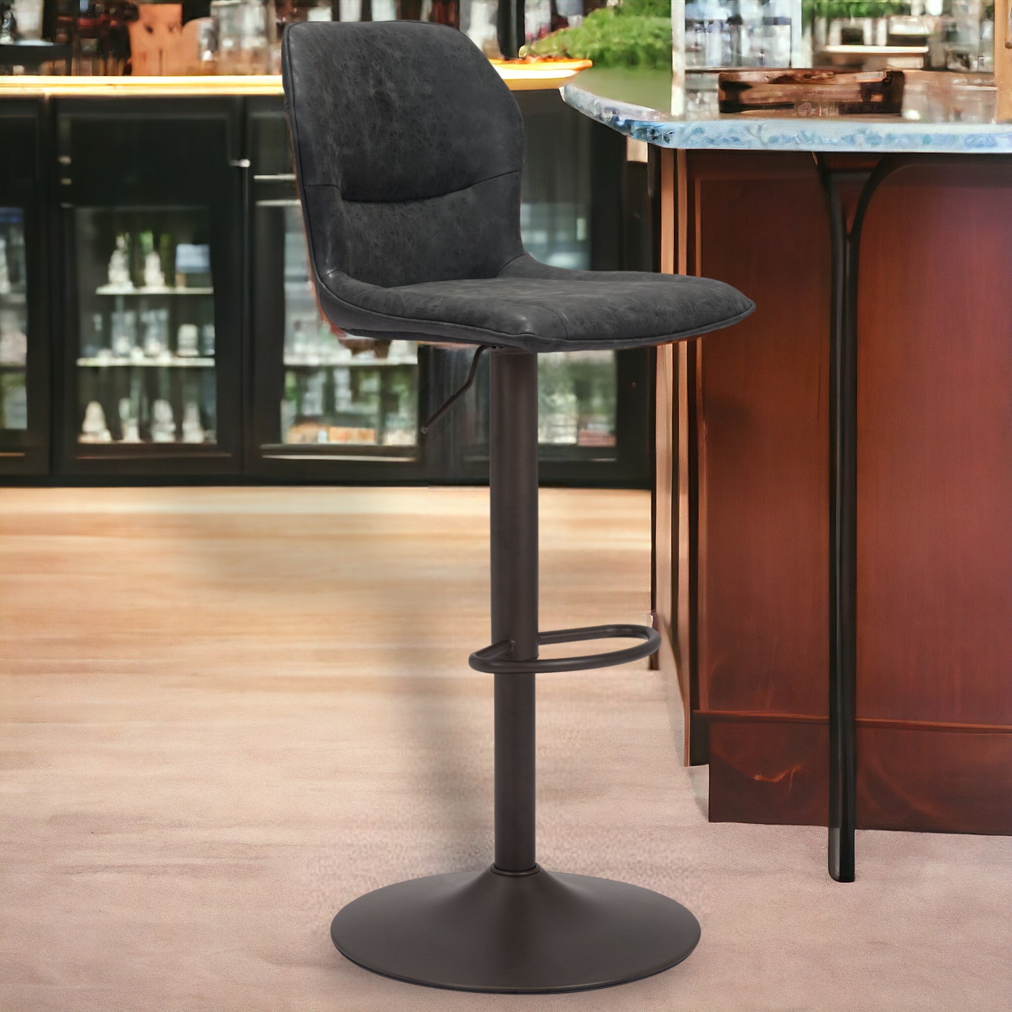 24" Black Steel Swivel Low Back Counter Height Bar Chair