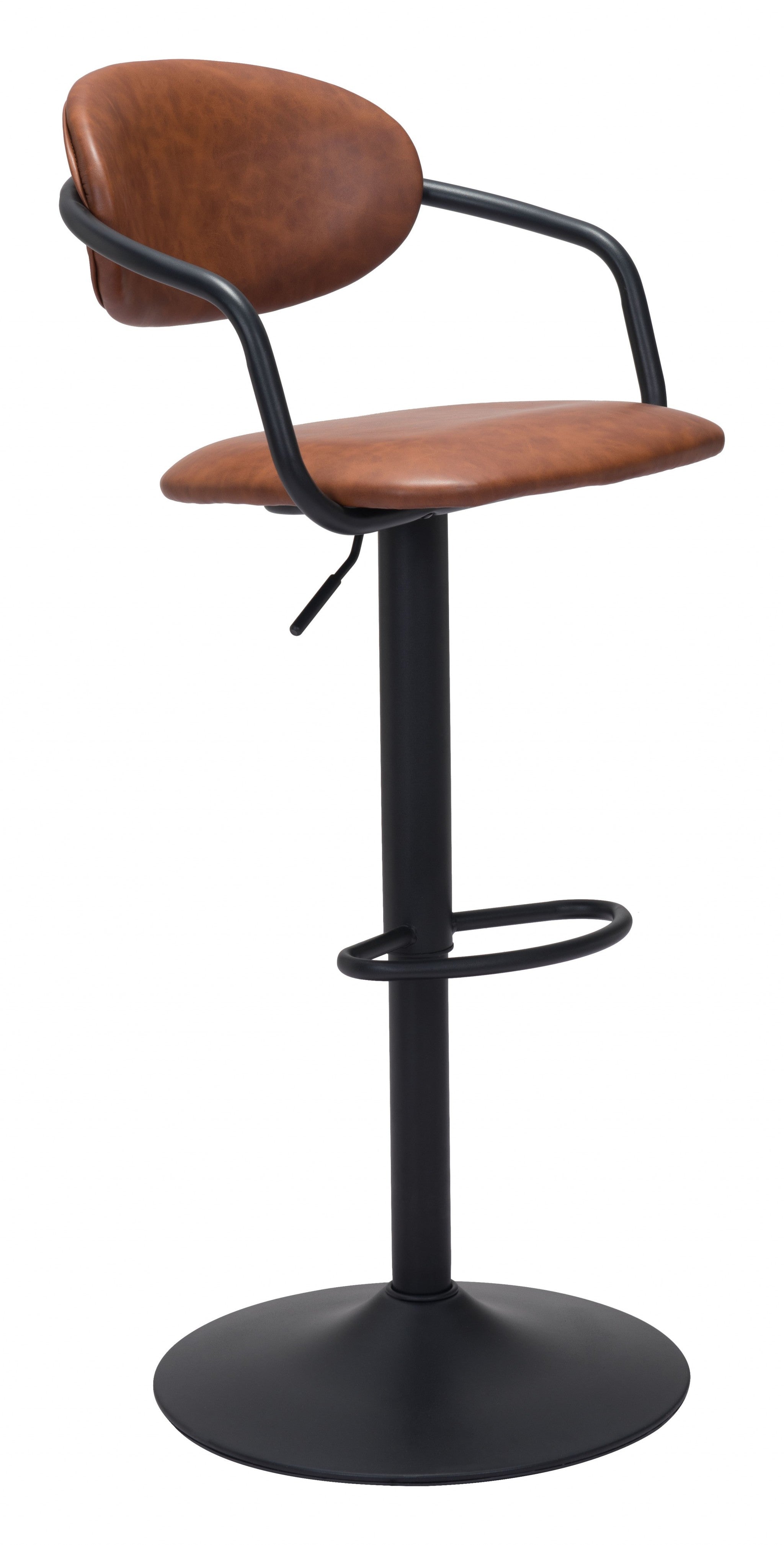 24" Brown And Black Steel Swivel Low Back Counter Height Bar Chair