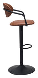 24" Brown And Black Steel Swivel Low Back Counter Height Bar Chair