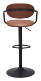 24" Brown And Black Steel Swivel Low Back Counter Height Bar Chair