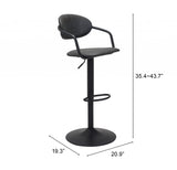 24" Black Steel Swivel Low Back Counter Height Bar Chair