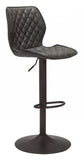 24" Gray And Black Steel Swivel Low Back Counter Height Bar Chair